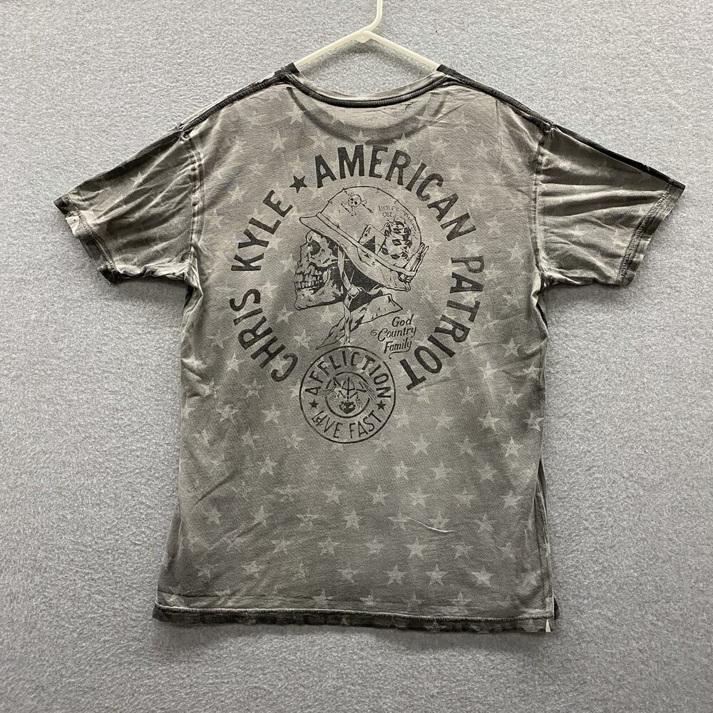 Affliction Chris Kyle American Patriot Reversible T Shirt Men XL Made USA Skull